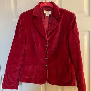 Talbots Petites Silk Blend Velvet Raspberry Blazer Size 2